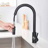 Unyqoos Schwarze Küchenarmatur – ausziehbare Brause 50 cm, 2 Strahlarten (laminar & Duschstrahl), Edelstahl, KTW-e Schläuche