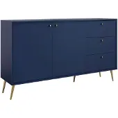 Feldmann-Wohnen Sideboard Rose Kommode 156x40,5x89cm 2-türig Farbe wählbar,marineblau