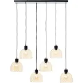 Brilliant Hängelampe Casto, Länge 95 cm, bernstein, 6-flg., Glas