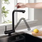 Markenlos Schwarze Küchenarmatur Edelstahl drehbar