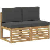 Syfax 2 Stück Outdoor Mittelsofa Massivholz Akazie Weiß