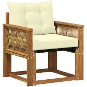 Syfax Outdoor Mittelsofa Massives Akazienholz und Textilene Natur
