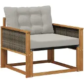 vidaXL Outdoor Mittelsofa Massives Akazienholz und Textilene Natur