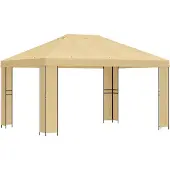 vidaXL Pavillon 4 x 3 m Creme Polyester und Stahl 190 gsm