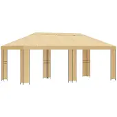 Syfax Gartenpavillon 6 x 3 m Creme Polyester und Stahl 190 gsm