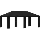 vidaXL Gartenpavillon 6 x 3 m Schwarz Polyester und Stahl 190 gsm
