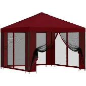 vidaXL Garten Pavillon mit Seitenwänden 3 x 3 m Bordeauxrot