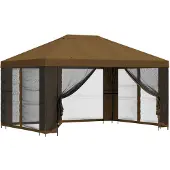 vidaXL Garten Pavillon mit Seitenwänden 4 x 3 m Taupe