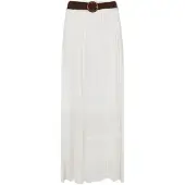 Apricot Maxirock "Slub Shimmer Belt Maxi Skirt", Damen, Gr. XS (34), weiß, Obermaterial: 65% Viskose CV. 35% Nylon NY., unifarben, Röcke Maxirock, mit Flechtgürtel
