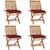 Syfax Klappbare Gartenstühle mit Kissen 4 Stk. Massivholz Teak
