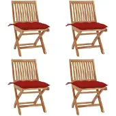 Syfax Klappbare Gartenstühle mit Kissen 4 Stk. Massivholz Teak