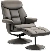 HOMCOM Relaxsessel mit Hocker, Fernsehsessel mit Liegefunktion Wippfunktion Grau