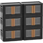Markenlos Aufbewahrungsbox mit Deckel, 32L, stapelbar, transparent, 6 Stück schwarz