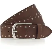 Mustang Nietengürtel "Allison", Damen, Gr. 105, braun (baileys), Rindsleder, unifarben, Gürtel Nietengürtel, mit markanter Nietenverzierung, aus Rindsleder, unifarben