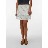 Vero Moda Minirock "VMTRINE NW SHORT SKIRT WVN NOOS", Damen, Gr. XL (42), snow weiß aop:marguerite blau jasper, Web, Obermaterial: 100% Baumwolle, bedruckt, kurz, Röcke Minirock, Baumwolle