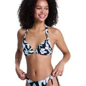 Roxy Triangel-Bikini-Top "Printed Essentials Fixed Tri", Damen, Gr. M, bunt (anthrazit spring charming sma), Obermaterial: 85% Polyester, 15% Elasthan., Bikini-Oberteile Triangel-Bikini-Top