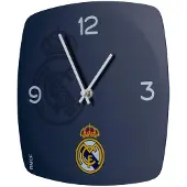 Real Madrid Bresser Wanduhr, Quadratisch, Präzises Quarzuhrwerk, 25 cm, Batterie Inkl.