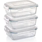 OEM Luftdichte Rechteckbehälter, 3er-Set, 1040 ml, Klickverschluss, für Ofen, Mikrowelle, Gefrierer