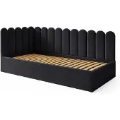 Ravio Jugendbett JUNIOR 120x200 Wandpaneele Schwarz Velvet Bettkasten