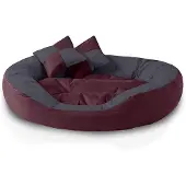 OEM Große ovale Hundecouch XL Bordeaux/Grau