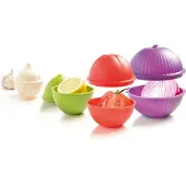 Mastrad Veggie Savers - Gemüse-Aufbewahrungsboxen - 4 Passformen: Knoblauch, Zwi