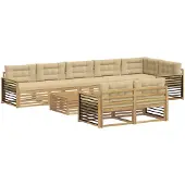 vidaXL Outdoor-Sofagarnitur 9 stk. Weiß und Beige Polyester