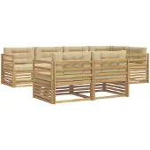 vidaXL Outdoor-Sofagarnitur 7 stk. Weiß und Beige Polyester