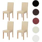 Mendler 4er-Set Esszimmerstuhl Stuhl Küchenstuhl Littau Leder, creme helle Beine