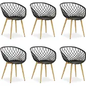 Homestyle4u Gartenstühle 6er Set Küchenstuhl Schwarz Gartensessel wetterfest