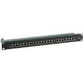 Efbe-Schott Patchpanel STP 24xRJ45 Cat.6, 19" 1HE, schwarz, geschirm