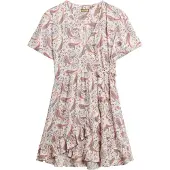 Superdry für Damen. W8011877A SS Beige bedrucktes Mini-Cross-Over-Kleid (S), Lässig, Viskose, Kurzarm