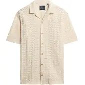Superdry für Herren. M4011058A Gestricktes Textur-Shirt beige (M), Lässig, Baumwolle, Kurzarm