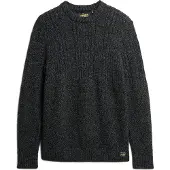 Superdry für Herren. M6110638A Flechtstrickpullover Jacob dunkelgrau (M), Lässig, Acryl, Nachhaltig