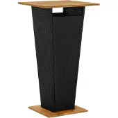 Syfax Bartisch Schwarz 60x60x110 cm Poly Rattan und Massivholz Akazie