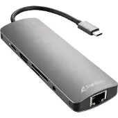 Sharkoon USB 3.0 Type C Combo Adapter, USB Typ-C, HDMI, RJ-45, USB 3.2 Gen 1 (3.1 Gen 1), Grau, 132 m, 5 Gbit/s, 130 mm