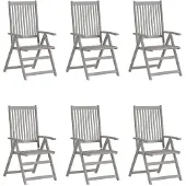 Syfax Verstellbare Gartenstühle 6 Stk. Grau Massivholz Akazie