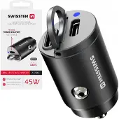 Swissten 20111900 Ladegerät für mobile Geräte Universal Schwarz Zigarettenanzünder Schnellladung Auto