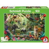 Schmidt Spiele 56485 Bunte Tierwelt im Dschungel Kinderpuzzle, 100 Teile, 100 Stück(e), Flora & Fauna, 6 Jahr(e)