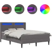vidaXL Bettgestell mit Matratze Grau 160 x 200 cm Kunstleder