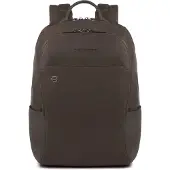Piquadro Black Square Laptop-Rucksack 14" aus Leder dunkelbraun