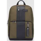 Piquadro Brief 2 Laptoprucksack aus rezykliertem Stoff für 14" Notebook Militärgrün