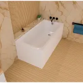 ECOLAM Badewanne Rechteckbadewanne 150x70 cm Basic Acrylwanne + Schürze Füße Ablauf Wanne