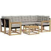 vidaXL Outdoor-Sofagarnitur 7 stk. Weiß und Hellgrau