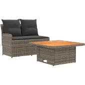 Syfax Garten Armlehnen Sofa mit Klapptisch 2 Stück PE-Rattan