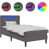 vidaXL Bettgestell mit Matratze Grau 100 x 200 cm Kunstleder