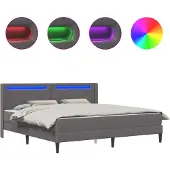 vidaXL Bettgestell mit Matratze Grau 200 x 200 cm Kunstleder