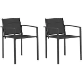 Syfax Gartenstühle 2 stk. Schwarz und Anthrazit Textilen-Stoff