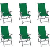 Syfax Hochlehner Verstellbar 6 Stk. mit Auflagen Massivholz Akazie