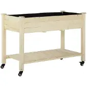Markenlos Pflanzkasten - Hochbeet mit Rollen und Drainage - 118 cm x 55 cm x 83 cm