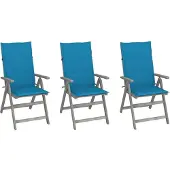 Syfax Verstellbare Gartenstühle 3 Stk. mit Auflagen Massivholz Akazie